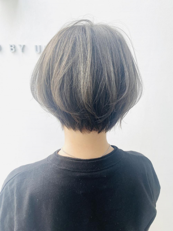 LEMO　ハイライト小顔ショート　ラベンダーグレージュ