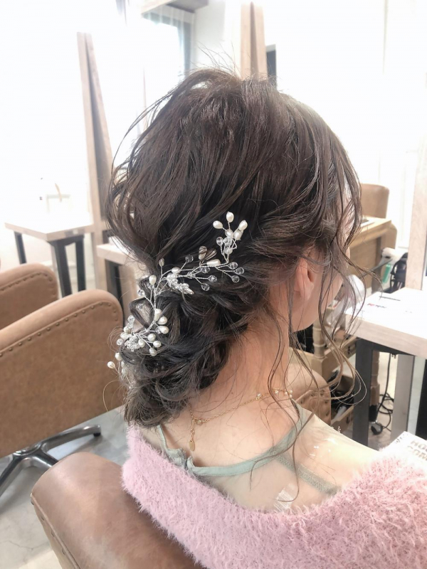 LEMO　ゆるふわ　ヘアアレンジ　結婚式　二次会　ミディアム