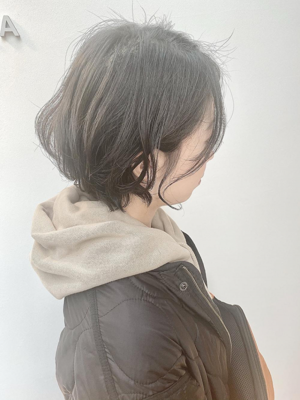 LEMO　ひし形小顔オトナショート　暗髪　パーマ