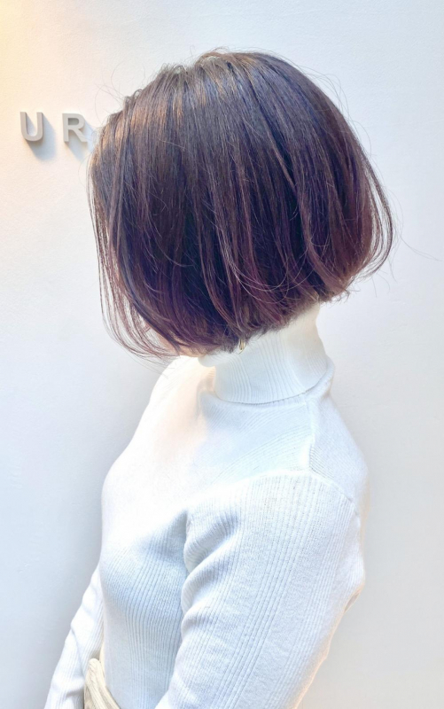 ピンクアッシュ　ネイビー　スモーキーラベンダー　前下がりボブ