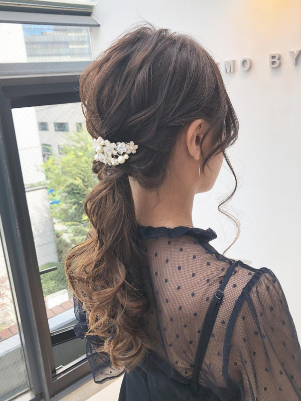 LEMO　ヘアアレンジ　ポニーテール　結婚式